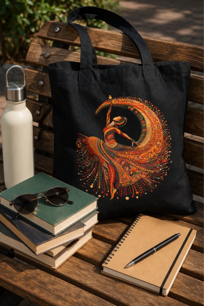 Boho Tribal Dance Graphic Canvas Tote Bag | Stylish Everyday Carry Bag - Image 5