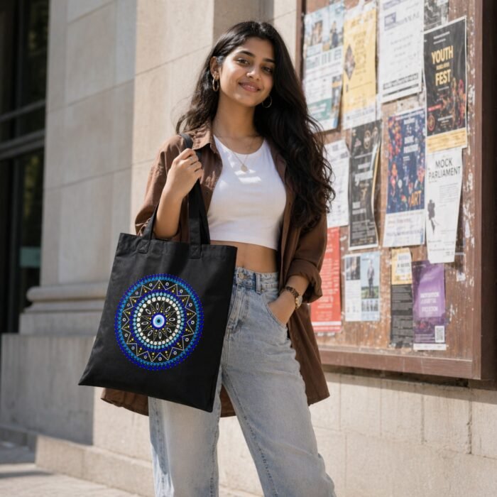 Boho Evil Eye Graphic Tote Bag | Aesthetic Spiritual Shoulder Bag - Image 7