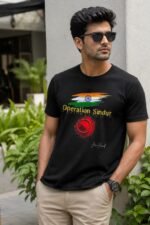 - Black 100% Cotton T-Shirt: "Operation Sindoor"  Bold Typography & Meaningful Art - Image 2