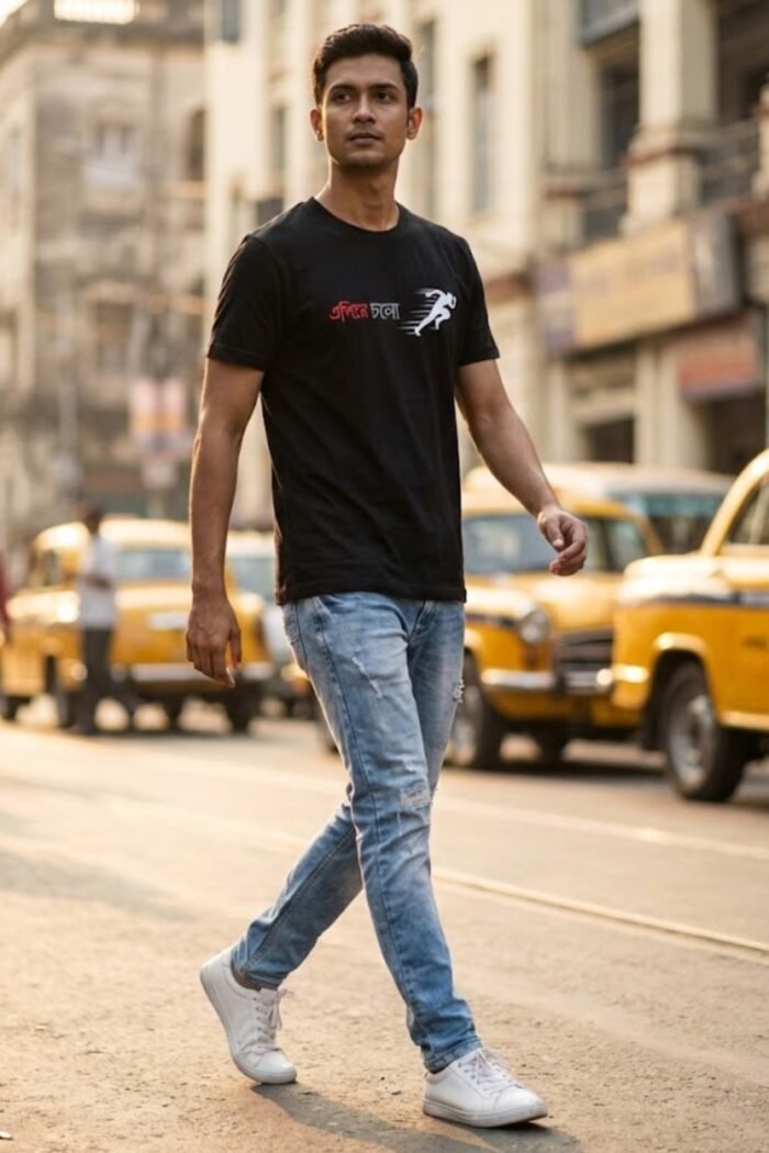 Keep Moving Forward Graphic T-Shirt - Bio Wash 100 Percent Cotton Black - Image 2