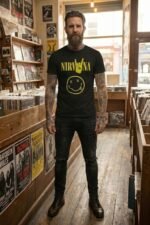 Nirvana Vintage Smiley Face Graphic T-Shirt - 90s Grunge Rock Band Tee - Image 3