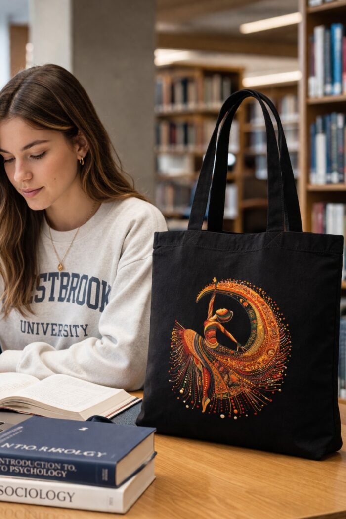 Boho Tribal Dance Graphic Canvas Tote Bag | Stylish Everyday Carry Bag - Image 3