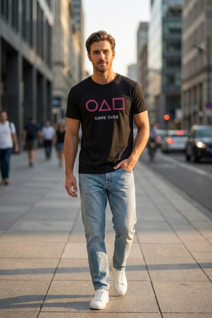 Men’s Squid Game Inspired Graphic Printed T-Shirt | 100% Cotton Bio Washed Casual Wear | Round Neck Half Sleeve Regular Fit Korean Drama Streetwear Tee - Image 6