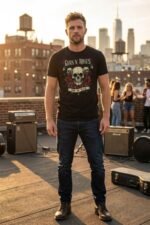 Guns N' Roses Skulls & Roses Graphic T-Shirt - Vintage Rock Band Tee - Image 6