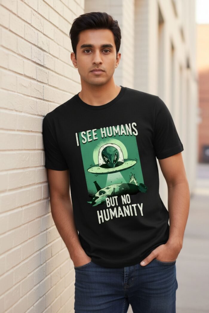 Sci-Fi Alien UFO Deep Quote Shirt - Edgy Streetwear Apparel - Image 2