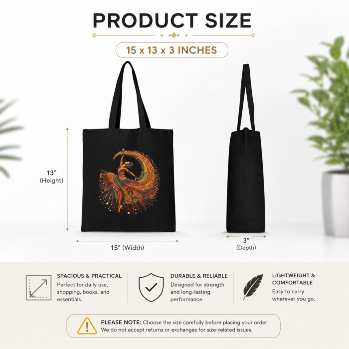 Boho Tribal Dance Graphic Canvas Tote Bag | Stylish Everyday Carry Bag - Image 4