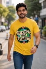 Men’s 100% Cotton Graphic Printed T-Shirt | Bio Wash Soft Fabric | Round Neck Half Sleeve Casual Wear | Comfortable Regular Fit Tee for Daily Wear - Image 3