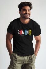 Black 100% Cotton T-Shirt: "Stay Strong" | Soft Pure Cotton Daily Inspiration - Image 2