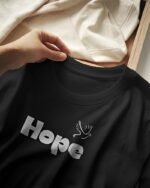 Black 100% Cotton T-Shirt: "HOPE" | Embrace Optimism & Resilience - Image 3