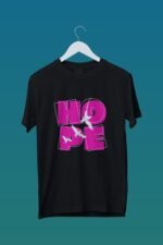 "HOPE" Black 100% Cotton T-Shirt | Pink & White Graphic with Birds | Motivational Tee - Image 6