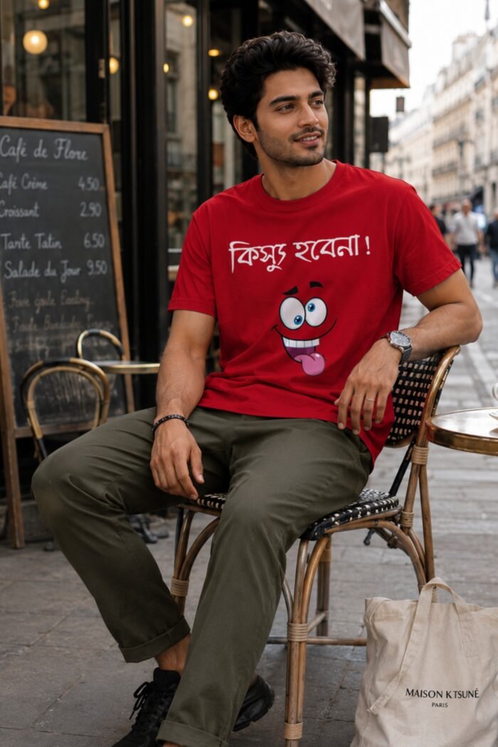 Funny Bengali Graphic Printed T-Shirt | 100% Cotton Bio Washed Casual Wear | Round Neck Half Sleeve Regular Fit Bangla Witty Streetwear Tee - Image 5