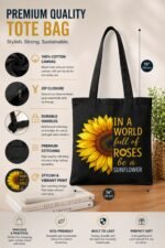 Be A Sunflower Motivational Canvas Tote Bag | Stylish Shoulder Bag - Image 3