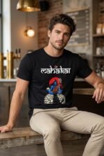 Lord Shiva Skull Throne Black Cotton Tee - Desi Aesthetic Top - Image 6