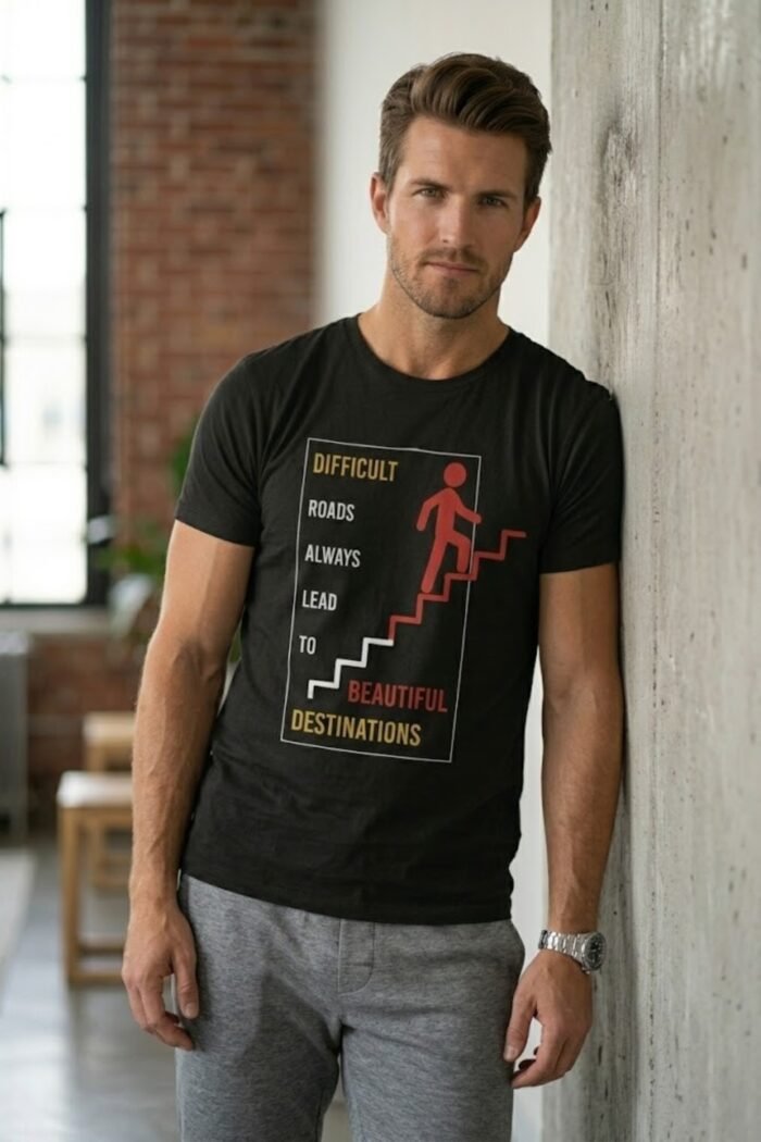 Men’s Motivational Graphic Printed T-Shirt | 100% Cotton Bio Washed Fabric | Round Neck Half Sleeve Casual Wear | Regular Fit Inspirational Tee for Daily Wear - Image 5