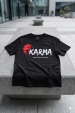 Karma Black Tee | Pure Cotton | What Goes Around Comes Around Statement Wear - Image 6