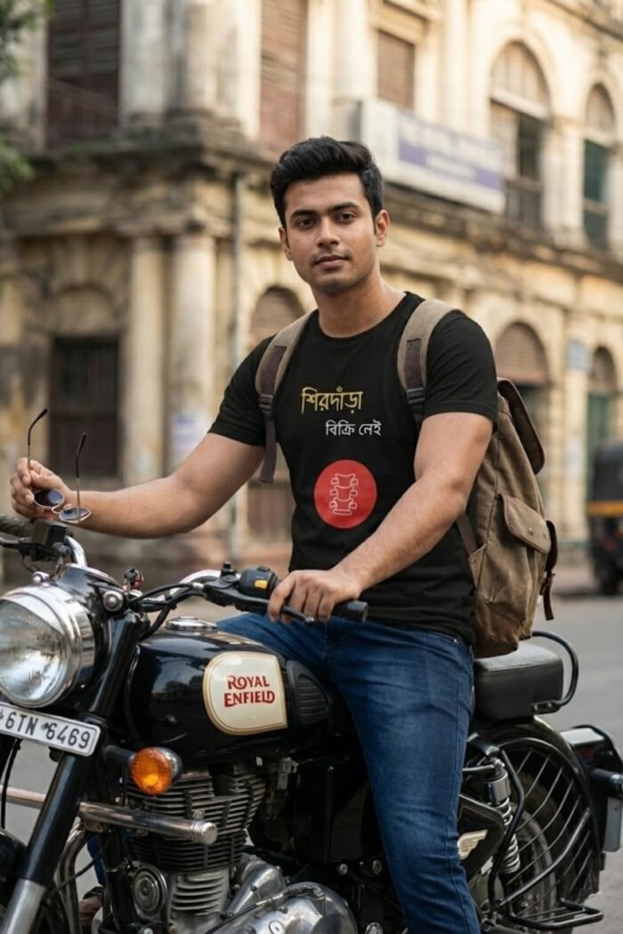 Shir Daara Bikri Nei Black T-Shirt | 100% Cotton Bio Wash Bengali Tee - Image 5