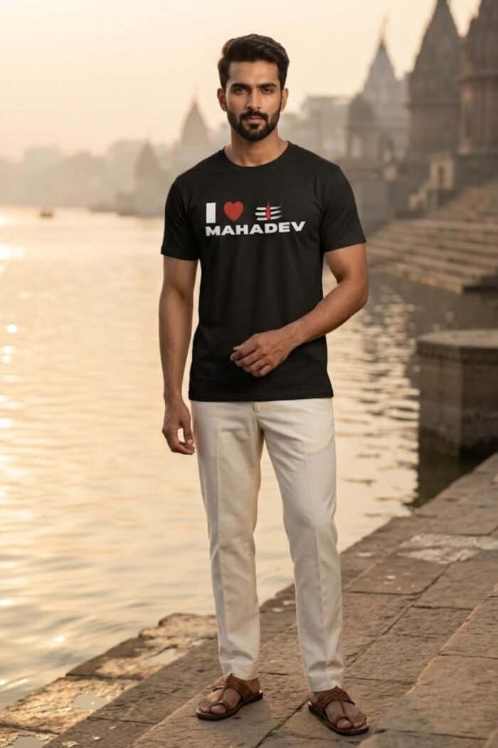 I Love Mahadev Black Graphic T-Shirt - Mahadev Streetwear Tee - Image 7