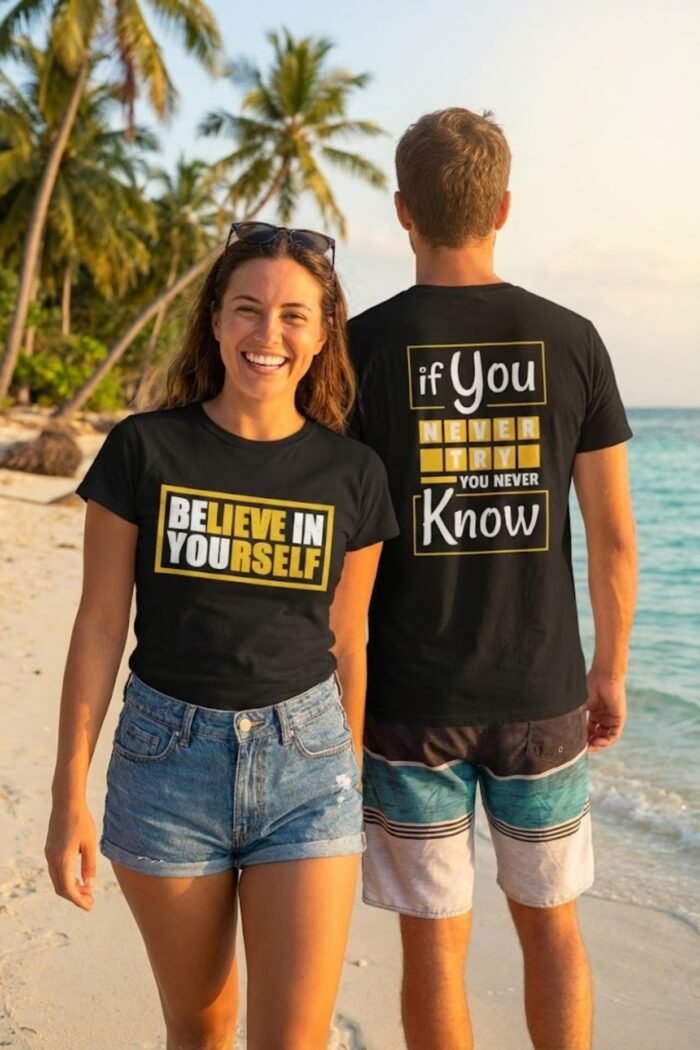 Motivational Quote Black T-Shirt | “Believe In Yourself” Pure Cotton Tee - Image 4