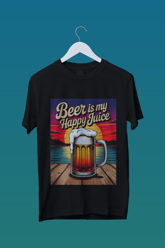 "Beer is My Happy Juice" Black 100% Cotton T-Shirt | Funny Beer Lover Tee - Image 7