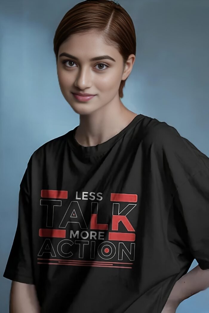 "Less Talk More Action" Black 100% Cotton T-Shirt | Drive & Productivity Tee - Image 5