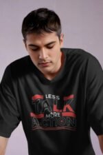 "Less Talk More Action" Black 100% Cotton T-Shirt | Drive & Productivity Tee - Image 3