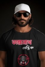 Black 100% Cotton T-Shirt: "তারানাথ তান্ত্রিক" | For Sunday Suspense & Story Lovers - Image 2