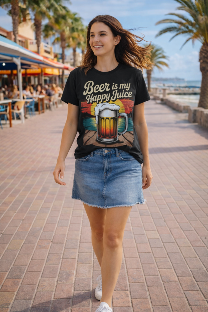 "Beer is My Happy Juice" Black 100% Cotton T-Shirt | Funny Beer Lover Tee - Image 3