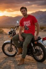 Super Bike Rider Red T-Shirt | "Street Smart" | Red 100% Cotton T-Shirt - Image 3
