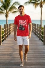 Super Bike Rider Red T-Shirt | "Street Smart" | Red 100% Cotton T-Shirt - Image 2