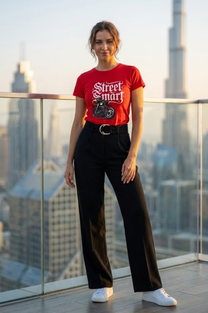 Super Bike Rider Red T-Shirt | "Street Smart" | Red 100% Cotton T-Shirt - Image 5