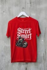 Super Bike Rider Red T-Shirt | "Street Smart" | Red 100% Cotton T-Shirt - Image 4