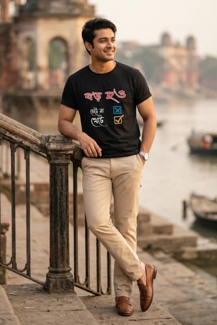 Grow Up Work Hard Graphic T-Shirt - Bio Wash 100 Percent Cotton Black - Image 5