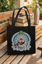 Lord Jagannath Black Cotton Tote Bag for Women & Men - Image 2