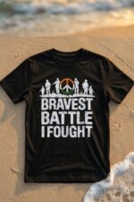 Indian Patriot Soldier Silhouette Men's Cotton T-Shirt - Grunge Typography - Image 7