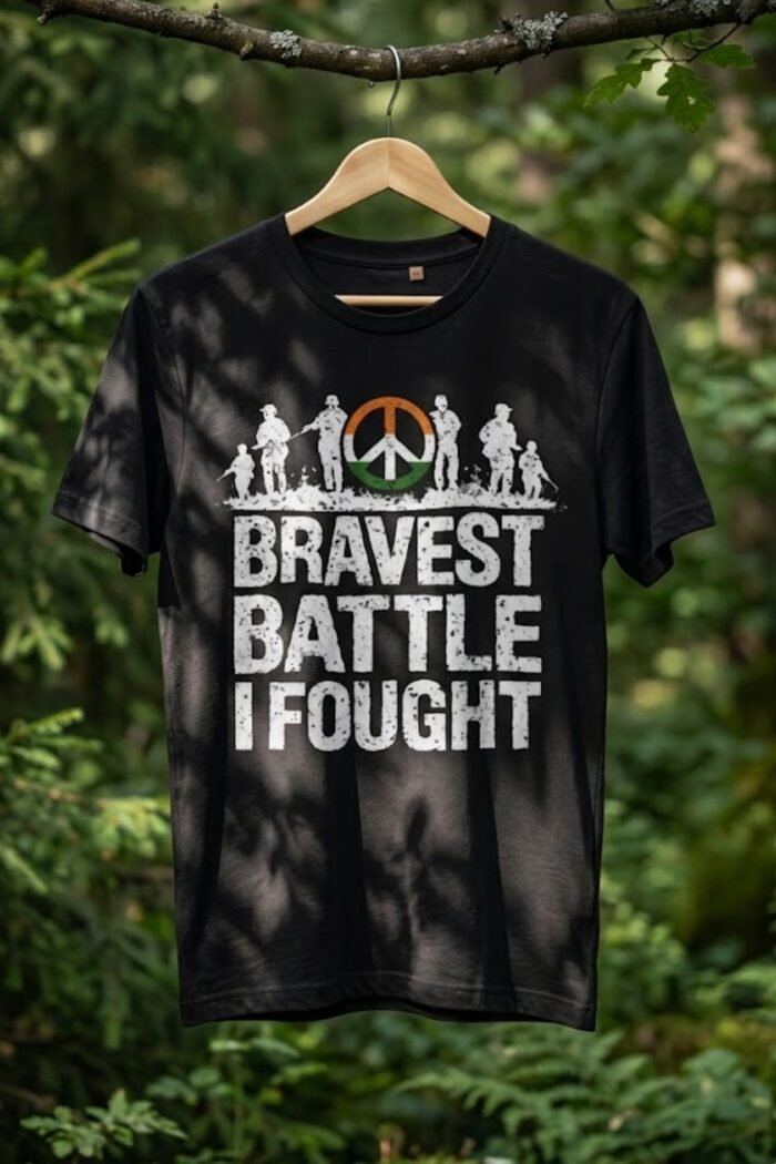 Indian Patriot Soldier Silhouette Men's Cotton T-Shirt - Grunge Typography - Image 6