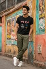 Grow Up Work Hard Graphic T-Shirt - Bio Wash 100 Percent Cotton Black - Image 3