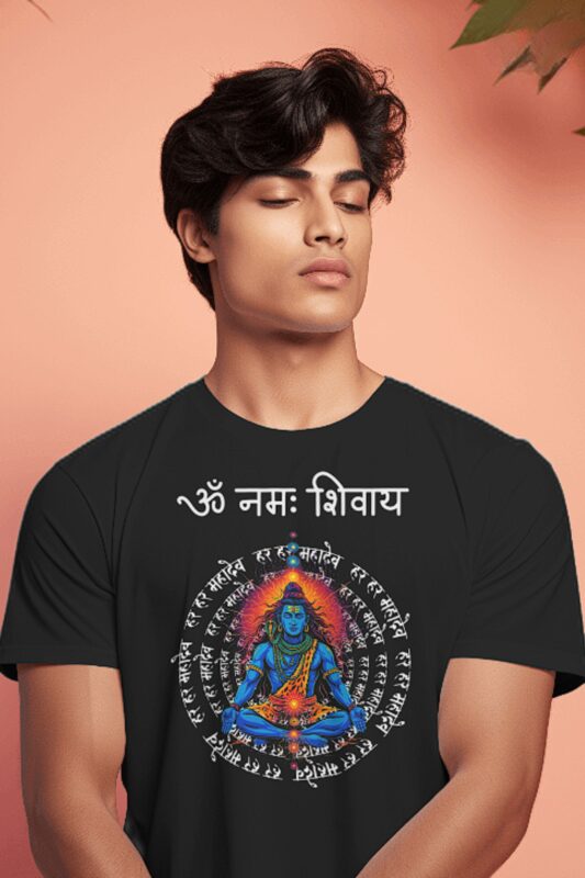 Home Fashion-color 66 black mahadev tshirt for men