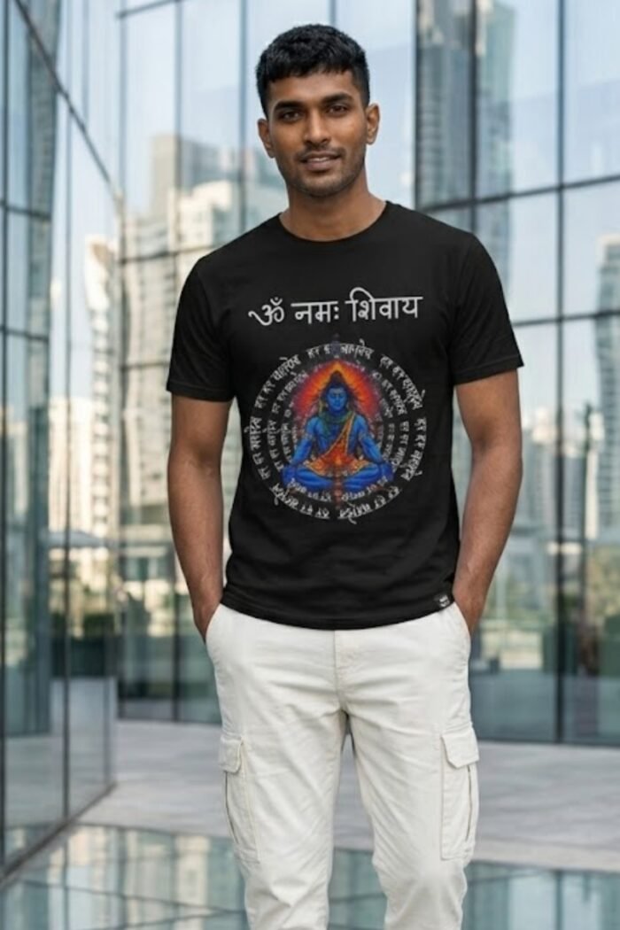 Lord Shiva Devotion Black Tee | Pure Cotton | Divine Meditation & Om Namah Shivaya Apparel - Image 3