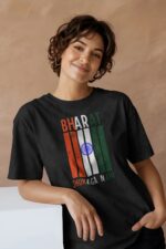 Black 100% Cotton T-Shirt: "Bharat Jhukega Nahi" | Bold Indian Spirit Wear - Image 4