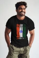Black 100% Cotton T-Shirt: "Bharat Jhukega Nahi" | Bold Indian Spirit Wear - Image 2