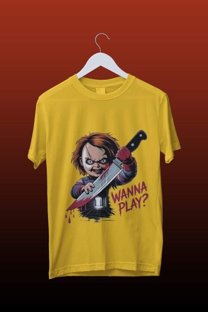 Horror Movie Inspired Graphic Tee | Yellow Pure Cotton Streetwear T-Shirt - Image 6
