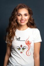 White 100% Cotton T-Shirt: Durga Maa | Durga Puja Festival Wear - Image 4