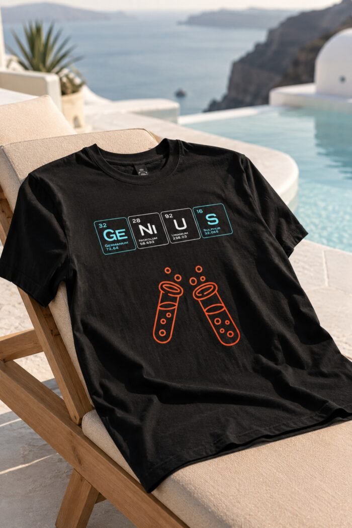 Periodic Table Genius Graphic T-Shirt - Science Nerd Black Tee - Image 3
