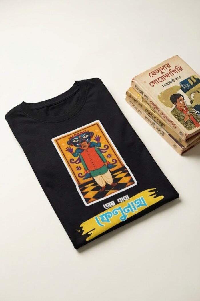 "Joy Baba Felunath" Black Premium Cotton T-Shirt | Bengali Pop Culture Classic. - Image 3