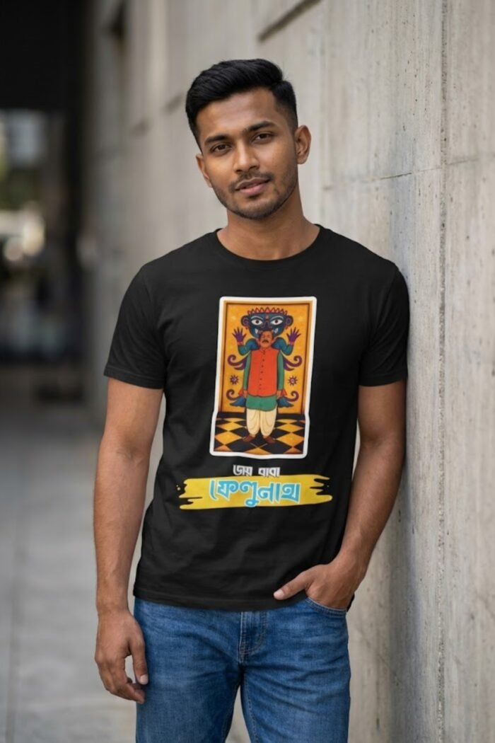 "Joy Baba Felunath" Black Premium Cotton T-Shirt | Bengali Pop Culture Classic. - Image 5