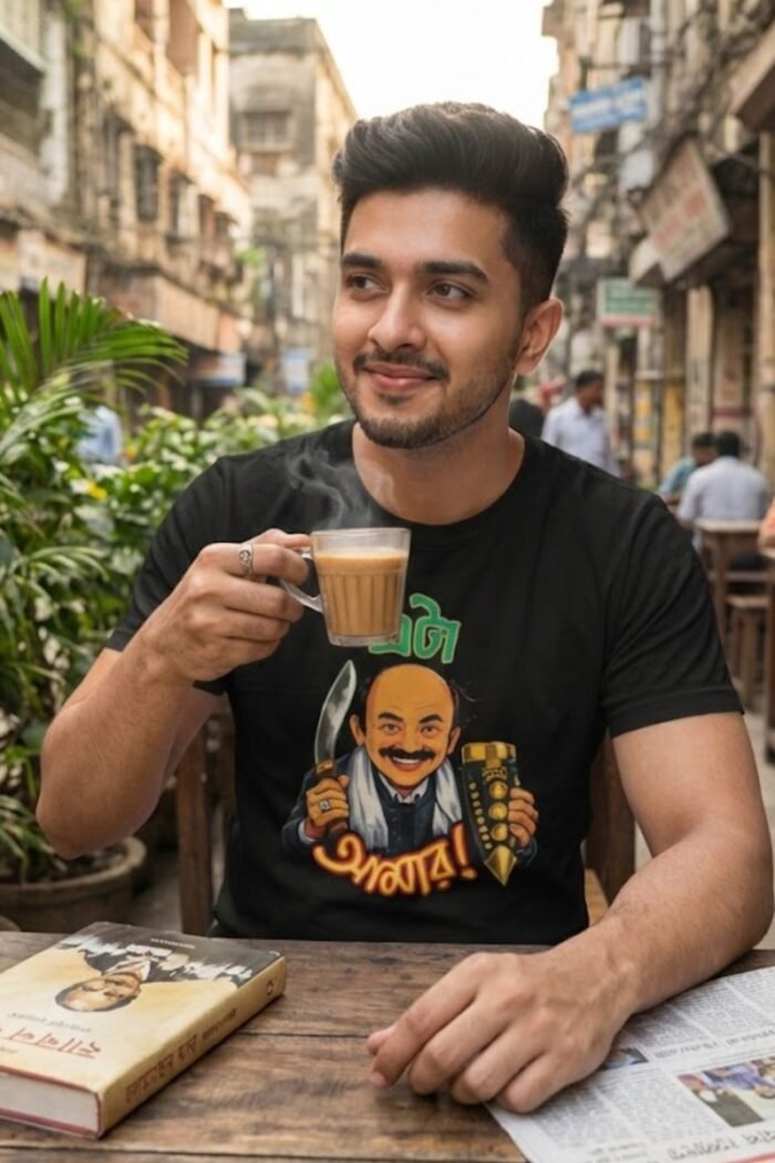 Lalmohan Babu's Signature Black Tee | Pure Cotton | Satyajit Ray Sonar Kella & Jatayu Inspired Tee - Image 3
