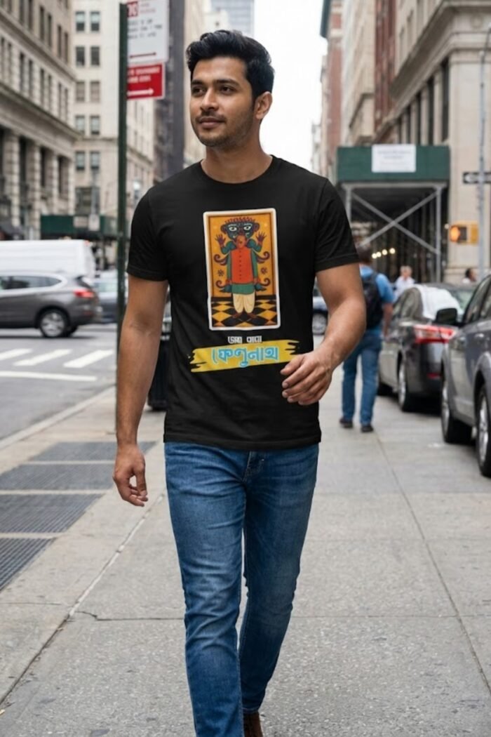 "Joy Baba Felunath" Black Premium Cotton T-Shirt | Bengali Pop Culture Classic. - Image 6