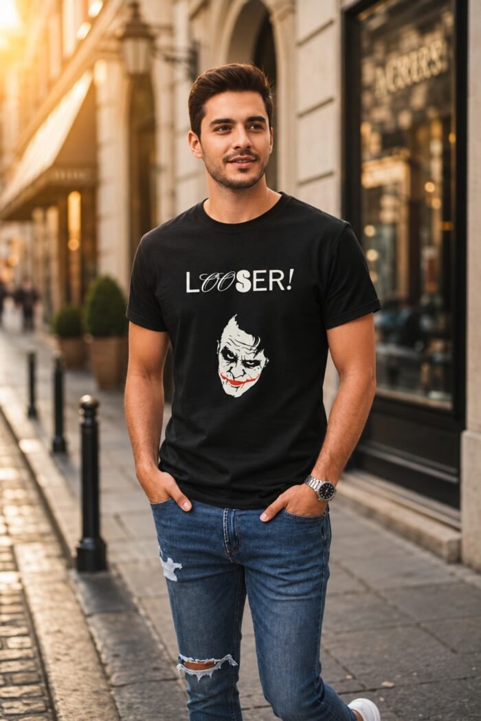 Batman-Joker Face T-Shirt | Dark Streetwear “Looser” Design | Pure Cotton - Image 2
