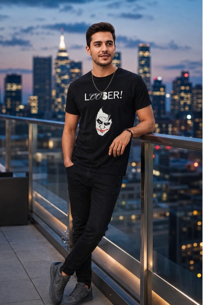 Batman-Joker Face T-Shirt | Dark Streetwear “Looser” Design | Pure Cotton - Image 5