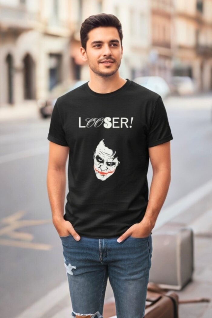 Batman-Joker Face T-Shirt | Dark Streetwear “Looser” Design | Pure Cotton - Image 2